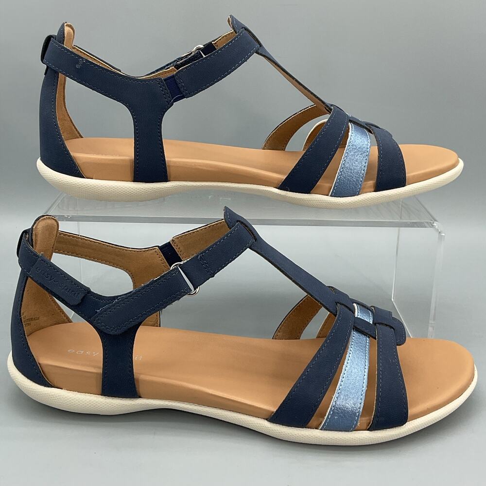 NEW Easy Spirit Women’s Leia3 Strappy Lightweight Sandal Blue Size 10W